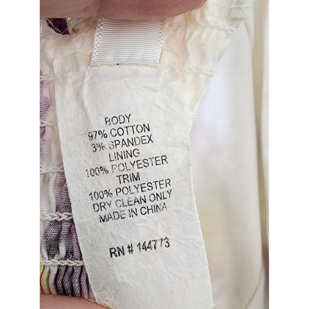 Rush Women XL Floral Fit and Flare Dress White Multicolor V-Neck Smocked Back - Picture 8 of 8